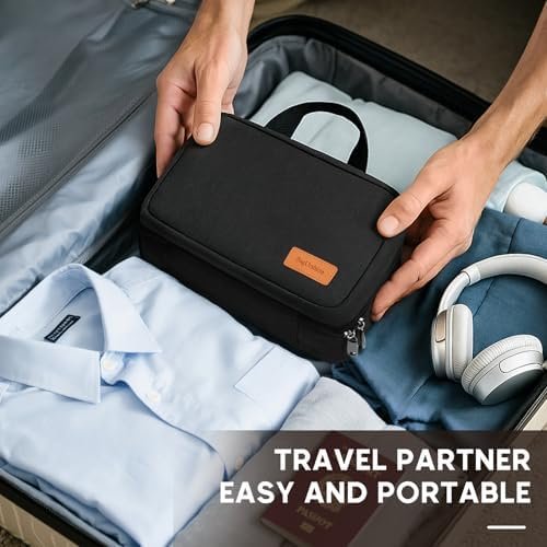 Toiletry Bag for Men,Mens Travel Toiletry Organizer,Men's Travel Essentials,Water Resistant Shaving Bag for Toiletries Accessories -Black - Image 9