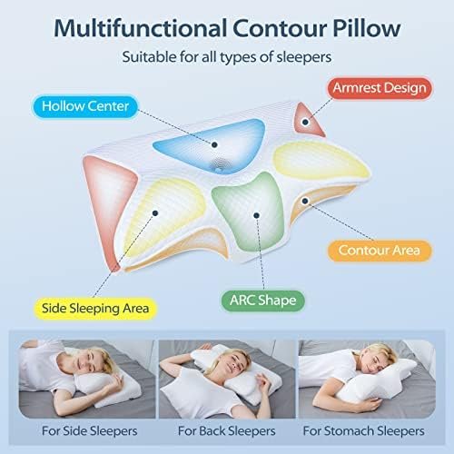 HOMCA Cervical Pillow Memory Foam Pillows - Contour Memory Foam Pillow for Neck Pain Relief, Orthopedic Neck Bed Pillow for Side Sleepers Back and Stomach - Image 2
