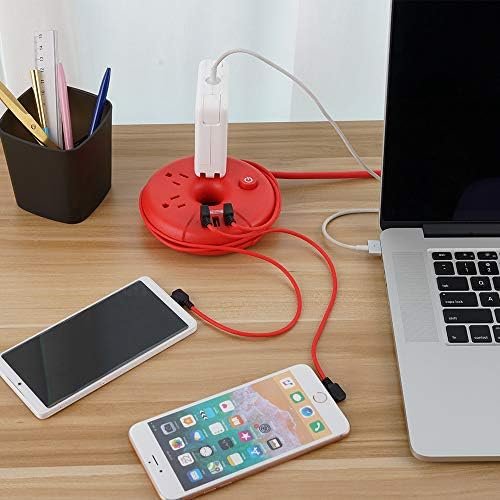 Travel Power Strip, NTONPOWER Desktop Charging Station with 3 Outlets 3 USB Short Wrapped Extension Cord 3ft for Travel, Cruise Ships, Office, Nightstand, Red - Image 5