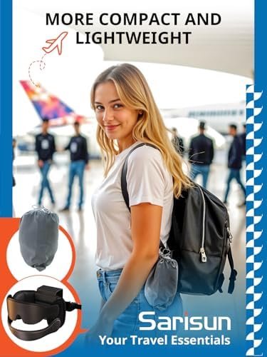 Travel Pillow Combo with Chin Strap, Airplane Pillows with 3D Eye Mask for Sleeping, 360° Support Plane Head Strap for All Plane Seats, Long Flights Essentials, Stop Bobblehead, Black - Image 7