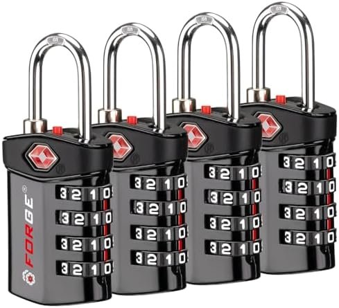 Forge Travel Lock,TSA Approved Luggage Locks for Air Travel, Gym Lockers, School Lockers, Pelican Cases, Gun Case, Easy Read Dials, Durable Alloy Body