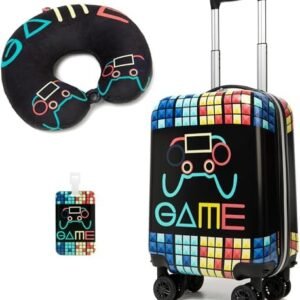 Kids Suitcase Set for Boys Hardside Luggage with Spinner Wheels 2 Piece 16inch Toddler Suitcase for Boys Travel Carry on Luggage Airline Approved