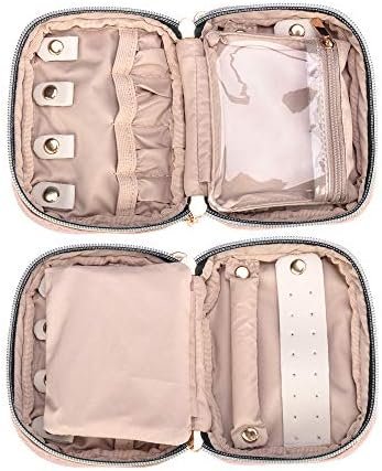 Teamoy Mini Jewelry Travel Case, Storage Organizer Bag for Earrings, Necklace, Rings, Misty Rose - Image 2