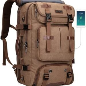 WITZMAN Travel Backpack for Men 40L Large Carry-on Airline Approved Convertible 3 in 1 laptop Bags Fit 17 inch(A8013 Brown)