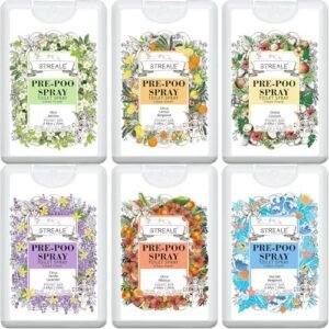 Travel Size Toilet Spray 6-Pack, Travel Essentials Toiletries, Pocket Size Pre-Poo Spray, Bathroom Odor Deodorizer, Up to 240 Uses, 6 Refreshing Scents (6-Pack, Citrus)