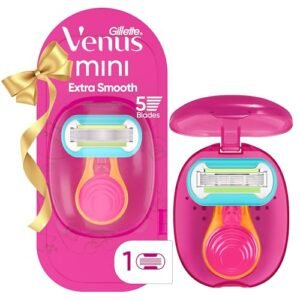 Gillette Venus Extra Smooth Travel Razor Kit for Women, Mini Handle + Refill + Case, Holiday Gifts for Women