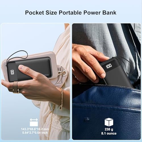 Portable Charger 10000mAh Power Bank with Built-in Cable, 5 Output 2 Input Travel Essential External Battery Pack with LED Display Compatible with iPhone 17/16/15/14 Samsung Android, etc - Image 5