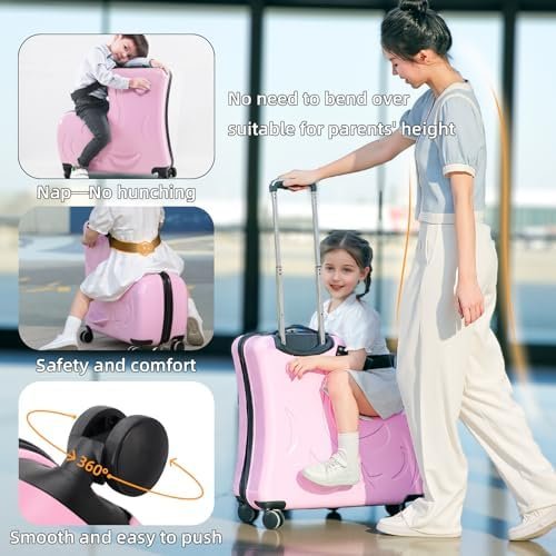 N-A Kids Ride On Suitcase with Wheels, Scooter Luggage for Toddlers Travel, Durable Children's Suitcase for Boys & Girls Ages 2-15 Years - Image 2