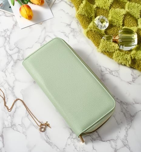 Travel Jewelry Organizer Case - for Tangle-Free Necklaces, Earrings, Rings, Bracelets Storage, Travel Essentials, Fashion Portable Jewelry Travel bags for Women - Medium Macaron Green - Image 4