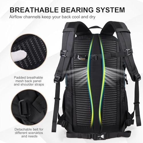 MOUNTAINTOP Hiking Backpack,30L Camping Backpack, Men Women Hiking Daypack Lightweight Travel Backpack for Climbing(Deep Green) - Image 6