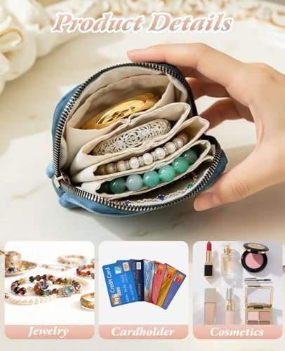 3 PCS Small Travel Jewelry Case for Women, Mini Soft Velvet Jewelry Organizer Pouch Bag - Image 4