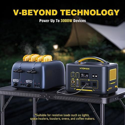 VTOMAN Jump1500X Portable Power Station, 828Wh LiFePO4 Battery Solar Generator with Jump Start, 1500W AC Outlet, 100W PD Type-C, Large Capacity Expandable to 2376Wh for Camping, RV Travel, Home Backup - Image 5
