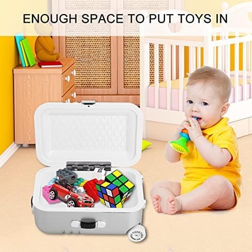 Pongnas Baby Suitcase Toy Cute Mini Travel Plastic Rolling Suitcase Mini Luggage Box 15.5 x 10.5 x 7cm (Silver) - Image 9