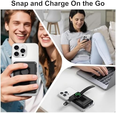 Magnetic Portable Charger, 10000mAh Wireless Power Bank for iPhone with Built-in Cables, 20W Fast Charging for Magsafe Battery Pack with Stand for iPhone Air/17/16/15/14/13/12 and Apple Watch - Image 8