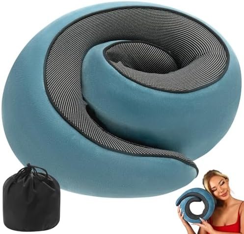 Travel Pillow uses Memory Foam to Support Neck Comfort, car Travel, Compact,Airplane Sleep Pillow Peacock Blue