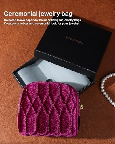 Small Travel Jewelry Case, Mini Travel Jewelry Bag with Zipper, 5-Layer Velvet Organizer Pouch for Bracelet Rings Earrings - Diamond Stitched Velvet Teal Blue - Image 3