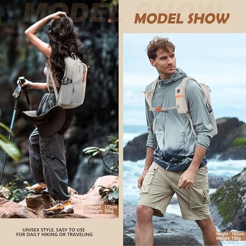 15L Small Hiking Backpack for Men Women Foldable Packable Back Pack Ultralight Hiking Daypack for Travel Camping Outdoor, Beige - Image 8