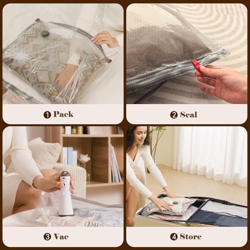 12 Pack Vacuum Bags for Travel with Rechargeable air Pump, Carry-on Size Vacuum Seal Bags for Luggage and Suitcase Compression, Space Saver for Clothes and Clothing Travel - Image 6