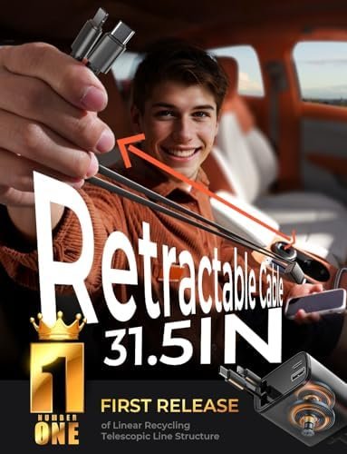 LISEN Retractable Car Charger, Birthday Gifts for Men Tech Gadgets 2026, 69W Cars Adapter USB C Fast Charger for iPhone 17, Car Accessories for Men Women Drivers, for iPhone 17 Pro Max Air 16 15 14 13 - Image 3