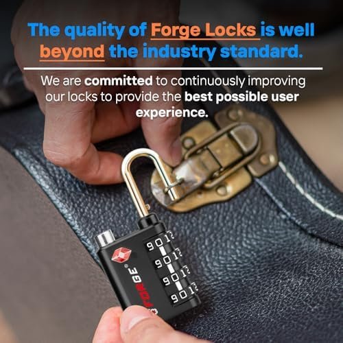 Forge Dual-Opening: Key or Combination Lock, TSA Approved Lock for Luggage, Pelican case, Travel, Gym, School,Luggage Combination Lock,Travel Bag Lock (Black 2 Pack) - Image 8