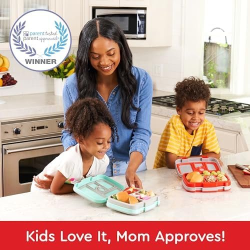 Bentgo Kids Prints Leak-Proof, 5-Compartment Bento-Style Kids Lunch Box - Ideal Portion Sizes for Ages 3-7, Durable, Drop-Proof, Dishwasher Safe, & PFAS & BPA-Free Materials (Trucks) - Image 2