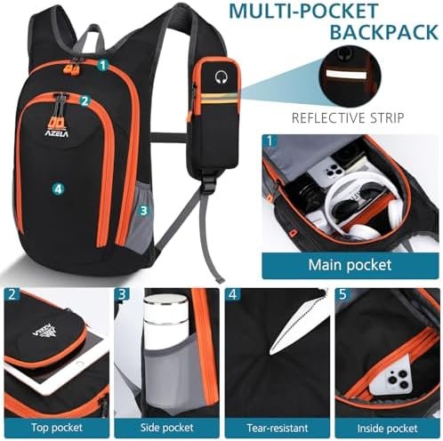 Esup 15L Small Hiking Backpack Foldable Lightweight Travel Day Pack Packable Camping Backpack for Women Men (Black) - Image 3