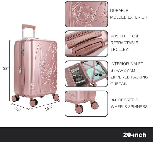 Disney Stitch With Surfboard Light Purple 22" Rolling Luggage - Image 8