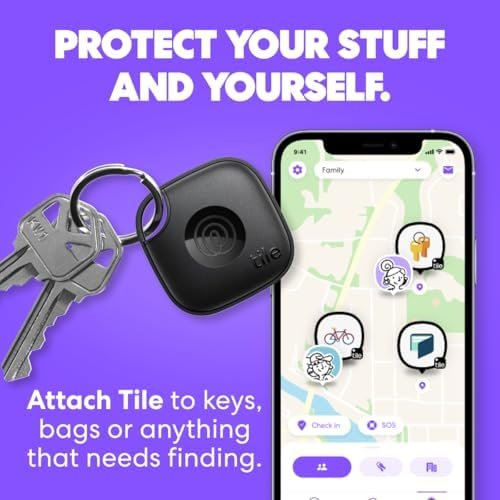 Tile by Life360 Mate - Bluetooth Tracker, Keys Finder and Item Locator for Keys, Bags and More. Phone Finder. Both iOS and Android Compatible. 1-Pack (Black) - Image 2