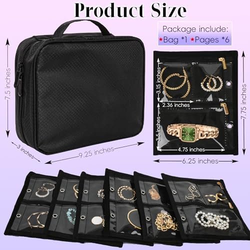 Travel Jewelry Organizer Case,Jewelry Bags Jewelry Storage Book Binder with Clear Zipper Velvet Pouch for Traveling,Earrings, Rings, Necklace, Bracelet - Image 2