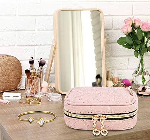 Teamoy Mini Jewelry Travel Case, Storage Organizer Bag for Earrings, Necklace, Rings, Misty Rose - Image 7