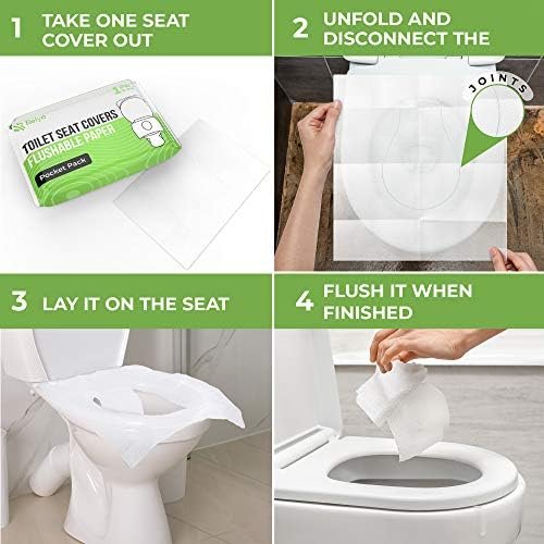 Toilet Seat Cover Paper Flushable (50 Pack) - XL for Adults and Kids Potty Training, 100% Biodegradable Travel Supplies Essentials for Public Restrooms, Airplane, Camping, Festivals - Image 6