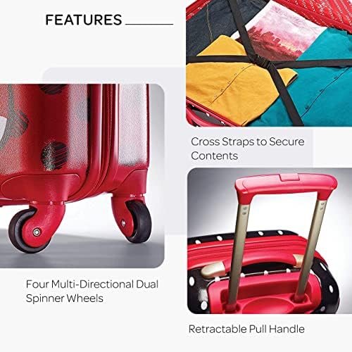 American Tourister Disney Hardside Luggage With Spinner Wheels, Minnie Mouse Red Bow, Carry-On 21-Inch - Image 3