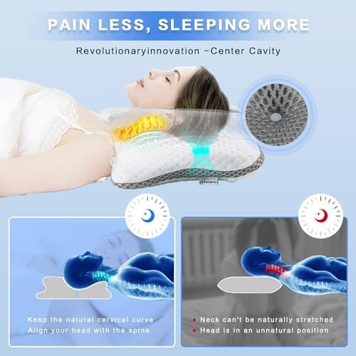 Pain Relief Cervical Pillow for Neck Support,Adjustable Ergonomic Pillow Cozy Sleeping,Odorless Orthopedic Memory Foam Pillows,Contour Bed Pillow for Side Back Stomach Sleeper - Image 3