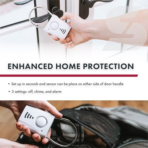 SABRE 110dB Door Handle Alarm, Extremely Loud Wireless Audible Up To 680 Ft Away, Hangs Off Door Knob or Handle, Vibration-Triggered Home Security Alarm, 3 Adjustable Settings, Great for Travel - Image 5