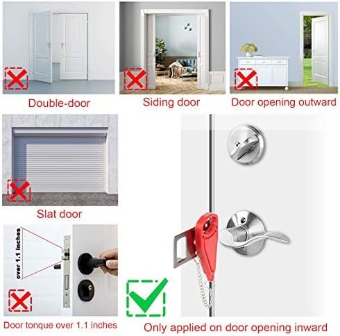 Portable Door Lock-2 Pack Solid Heavy Duty Extra Lock for Additional Privacy and Safety in Hotel,Apartment,and Prevent Unauthorized Entry in Traveling, AirBNB, Apartment and College - Image 7
