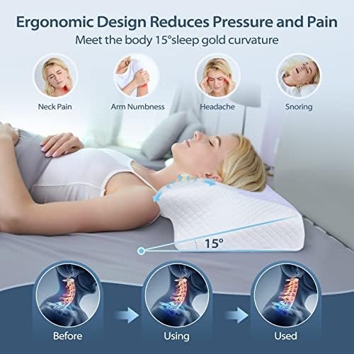 HOMCA Cervical Pillow Memory Foam Pillows - Contour Memory Foam Pillow for Neck Pain Relief, Orthopedic Neck Bed Pillow for Side Sleepers Back and Stomach - Image 3