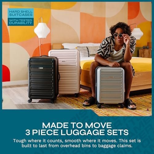 Westridge Hardshell Luggage Set - 3 Piece Set - 20" Carry-On, 24” & 28” Checked Luggage Set with 360° Spinner Wheels - Expandable Suitcases for Extended Travel - Durable ABS Shell - Silver - Image 2