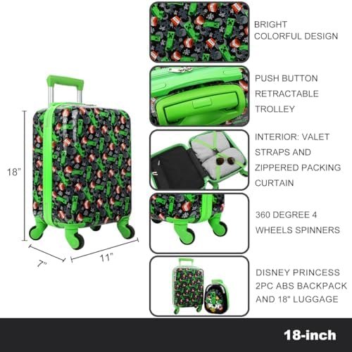 Bioworld Minecraft Creepers 2-Piece Backpack & 18" Luggage Set - Image 4