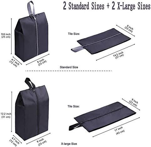 YAMIU Travel Shoe Bags Set of 4 Waterproof Nylon with Zipper for Men & Women, Black - Image 2