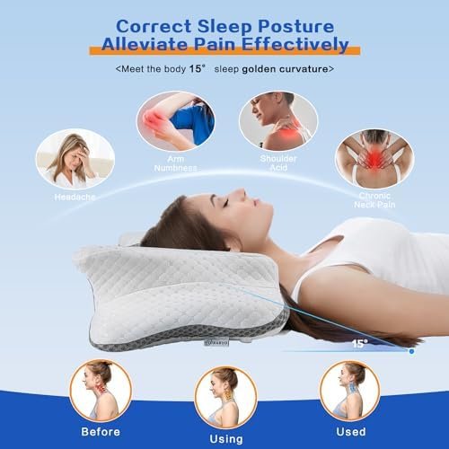 Pain Relief Cervical Pillow for Neck Support,Adjustable Ergonomic Pillow Cozy Sleeping,Odorless Orthopedic Memory Foam Pillows,Contour Bed Pillow for Side Back Stomach Sleeper - Image 5