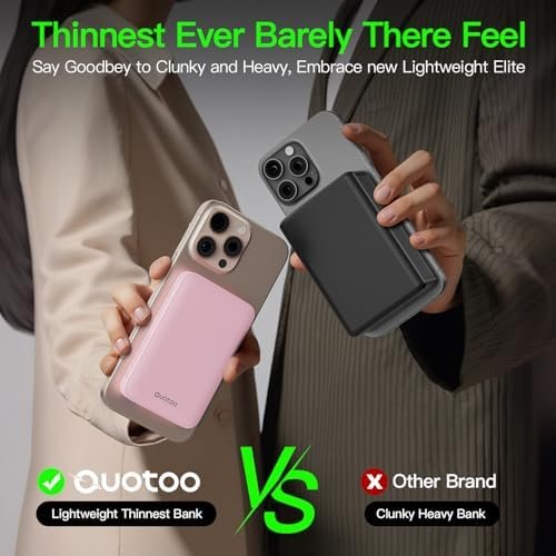 2025 Magnetic 15W Power Bank for iPhone,5000mAh Magsafe Battery Pack with 20w Fast Charging,Slim Magsafe Power Bank in&Out,with LED Display,Wireless Portable Charger for iPhone17/16/15/14/13/12 Series - Image 6
