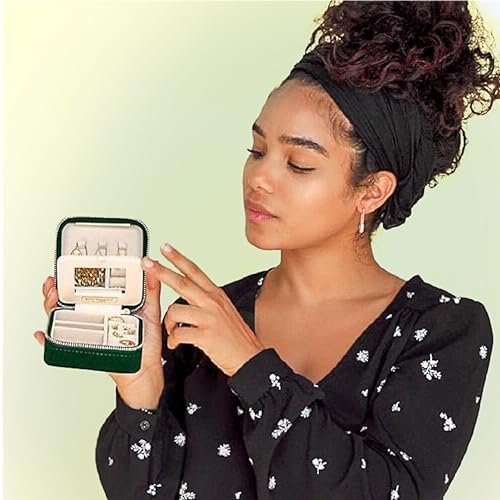 Benevolence LA Plush Velvet Jewelry Box | Travel Jewelry Case Organizer with Mirror | Featured in Oprah's Favorite Things | Best Gifts For Daughter, Girlfriend, Mom | Gifts For Her - Emerald - Image 5