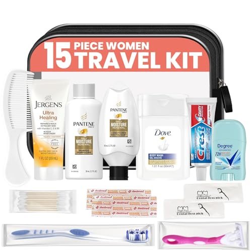 Trektote Toiletry Kit For Women, Featuring Top Brand Toiletries for Whole Body, TSA Compliant Travel Essentials with Shampoo, Conditioner, Lotion, Toiletry Bag & More, 15 Piece Set - Image 2