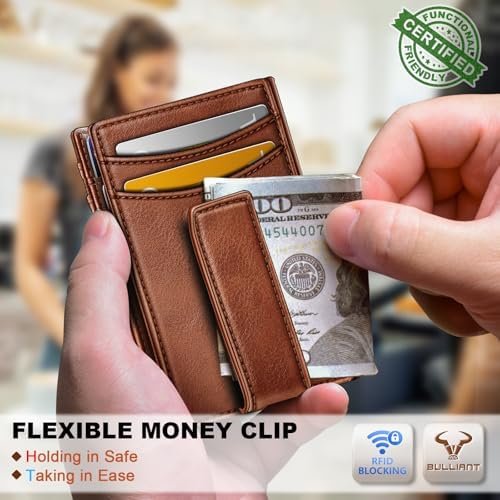 BULLIANT Magnetic Closure Slim Wallet-Genuine Leather Front Pocket Wallet for Men,RFID Blocking,Holds 12 Cards and Money Clip - Image 5