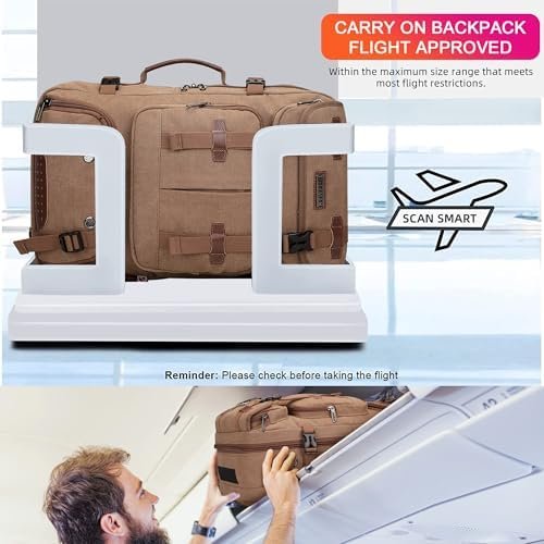 WITZMAN Travel Backpack for Men 40L Large Carry-on Airline Approved Convertible 3 in 1 laptop Bags Fit 17 inch(A8013 Brown) - Image 6