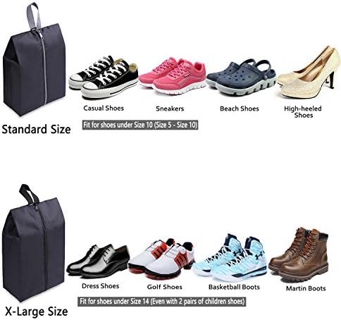 YAMIU Travel Shoe Bags Set of 4 Waterproof Nylon with Zipper for Men & Women, Black - Image 3