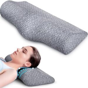 Cervical Neck Pillows for Pain Relief Sleeping, High-Density Memory Foam Pillow Neck for Bolster Support and Shoulder Relaxer, Decompression Devices Orthopedic Roll Pillow for Bed Office