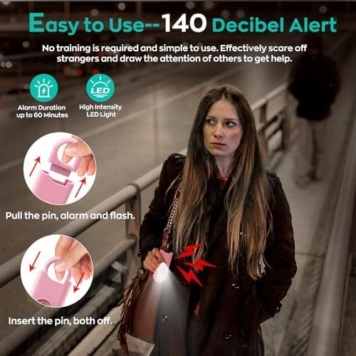 140dB Personal Safety Alarm for Women, 3 Pack Safe Alarm Protection Keychain with Strobe Light & Low Battery Notice, Security Siren Self Defense for Seniors College Girls, Pink+Blue+Black - Image 2