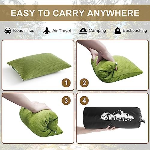 Ivellow Memory Foam Travel Pillow - Compact, Lightweight, Breathable & Hypoallergenic - Adults & Kids - Camping, Hiking, Travel - Avocado Green - Image 7