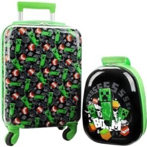 Bioworld Minecraft Creepers 2-Piece Backpack & 18" Luggage Set
